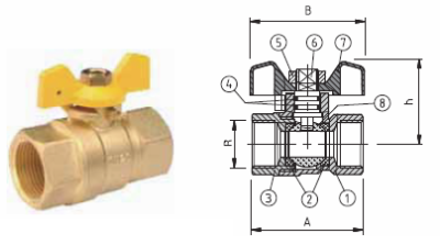 Кран шар. для газа ВВ 1/2" бабочка САЗ